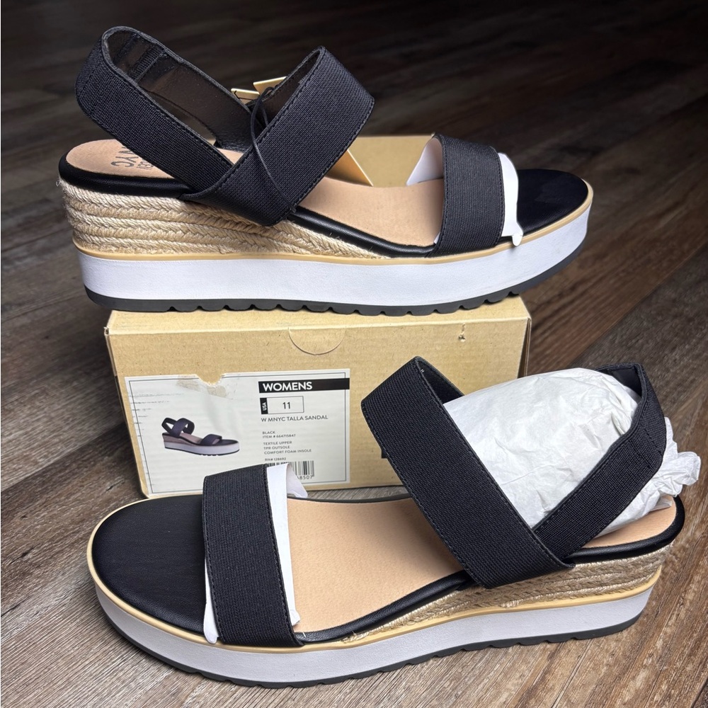 Women's Black Wedge Sandals
